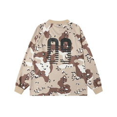 Y2K Camo Waffle Texture Long Sleeve Top