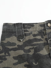 Y2K Camouflage Print Denim High Waist Mini Skirt