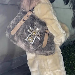 Y2K Cashmere Faux Fur Handbag
