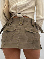 Y2K Denim Cargo Mini Skirt
