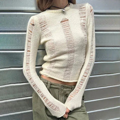 Y2K Distressed Knit Jumper