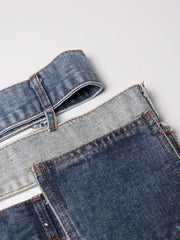 Y2K Irregular Spliced Denim Mini Skirt