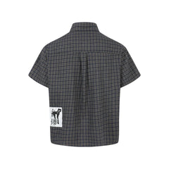 Y2K Japanese Graffiti Patch Plaid Workshirt