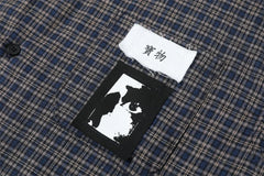 Y2K Japanese Graffiti Patch Plaid Workshirt