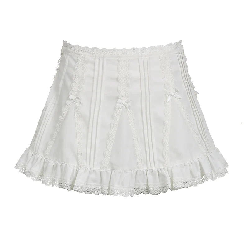 Y2K Lacey White Mini Skirt