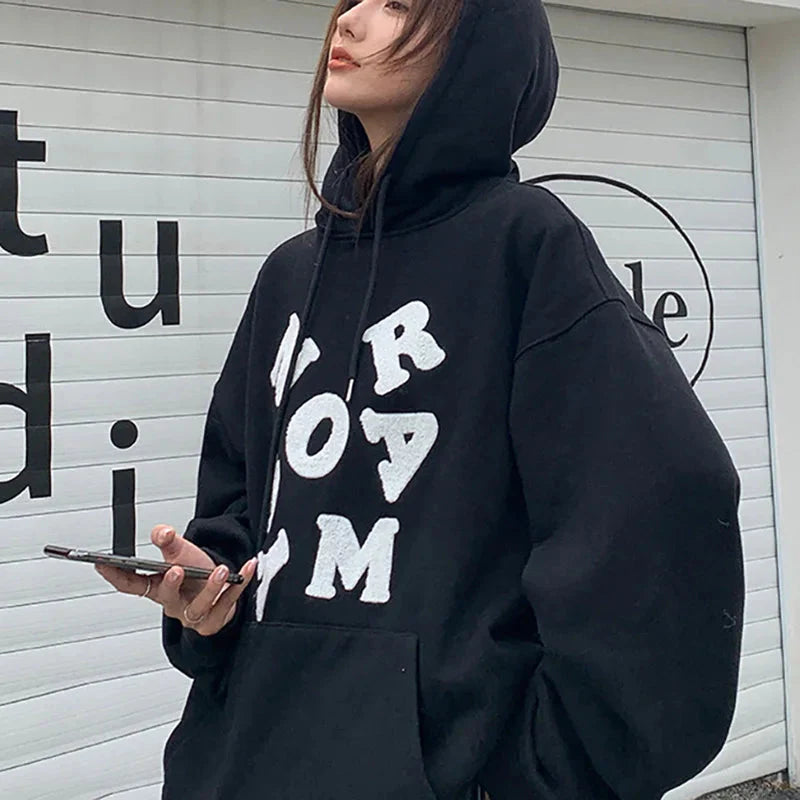 Y2K Letter Collage Baggy Womens Hoodie
