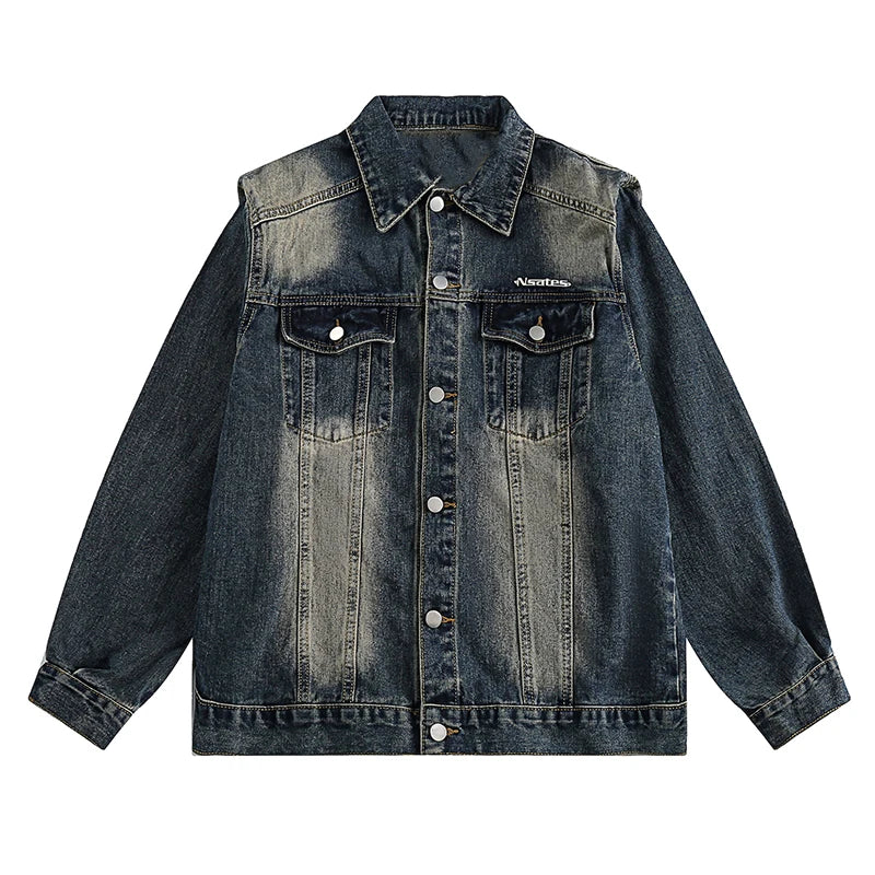 Y2K Mens Distressed Denim Jacket