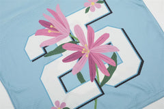 Y2K Mesh V Neck "Flower Print" Football Jersey