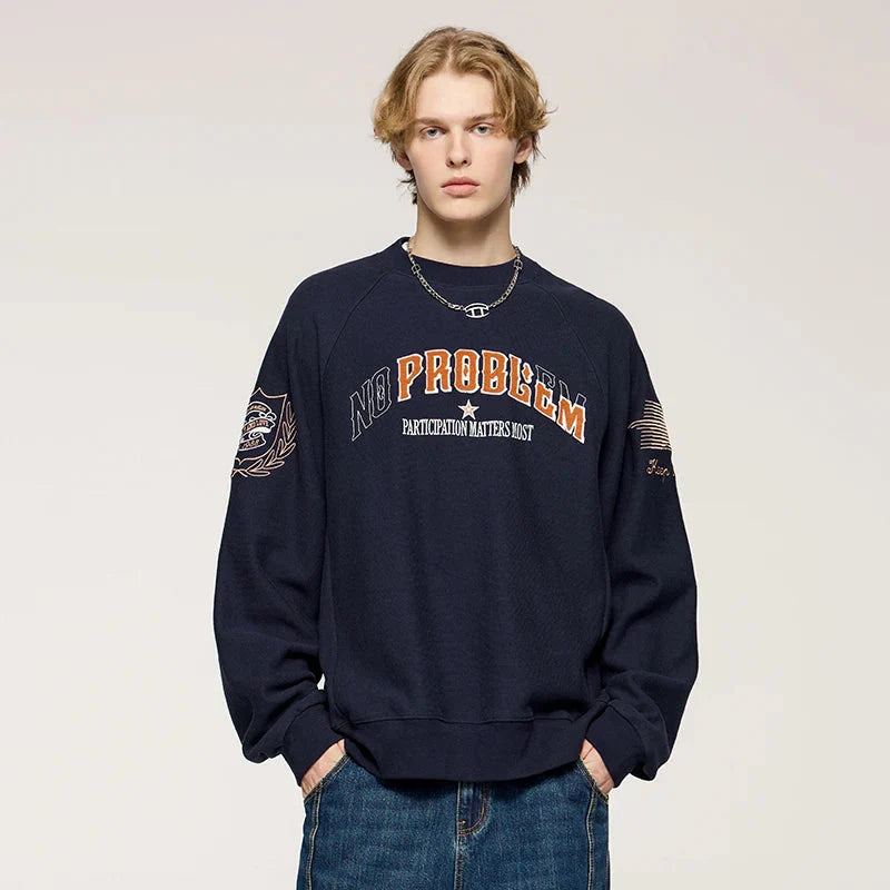 Y2K No Problem Embroidered Crewneck Sweatshirt
