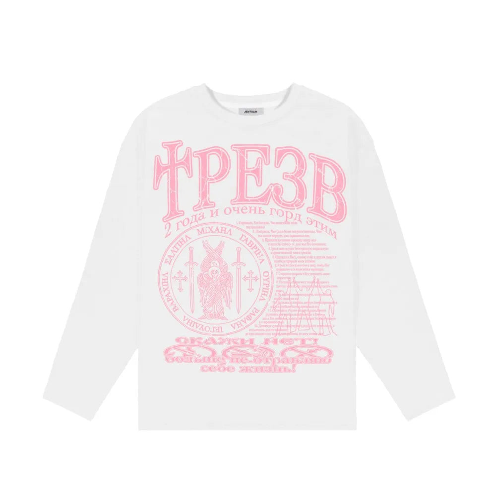 Y2K Oversized Gothic Graphic Long Sleeve Top