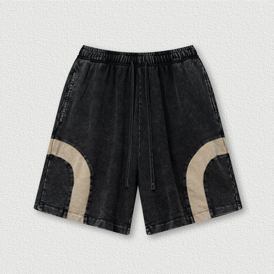 Y2K Patchwork Washed Cotton Shorts