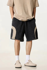 Y2K Patchwork Washed Cotton Shorts