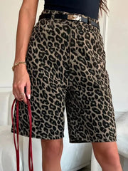 Y2K Retro Leopard Print High Waist Shorts