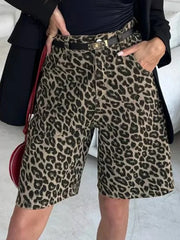 Y2K Retro Leopard Print High Waist Shorts