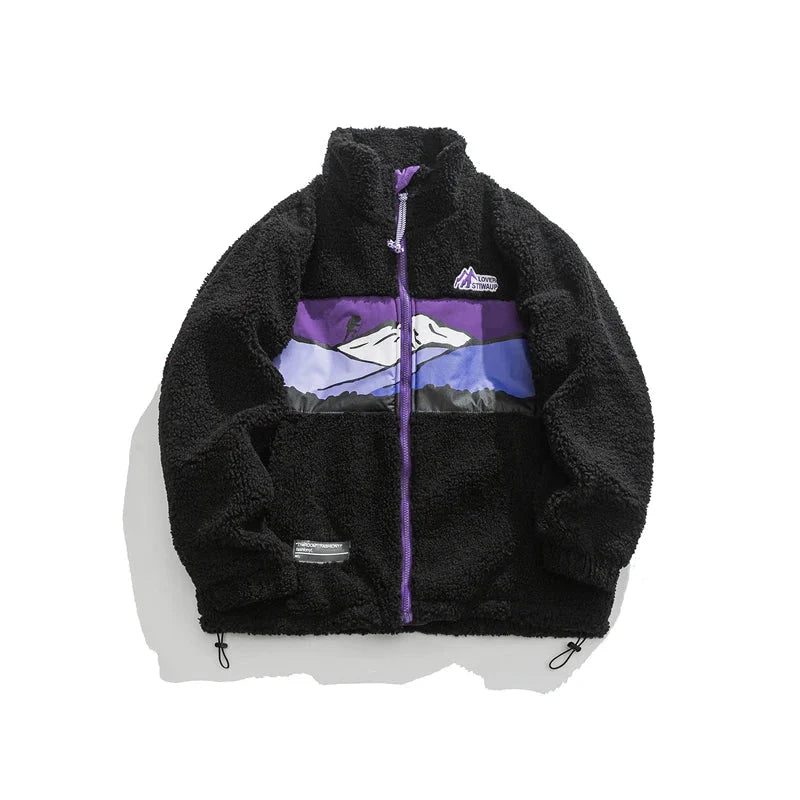 Y2K Retro Sherpa Fleece Zip Up Jacket