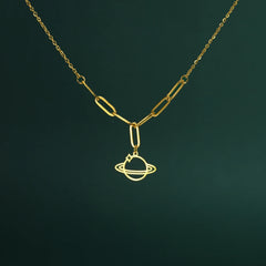 Y2K Saturn Planet Pendant Necklace