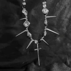 Y2K Spiked Cross Necklace