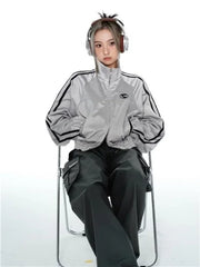 Y2K Streetwear Aesthetic Double Zipper Sports Jacket