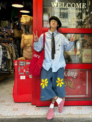 Y2K Sunflower Denim Jean Shorts Jorts