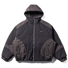 Y2K Two Tone Hooded Parka Jacket Coat