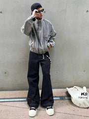 Y2K Upside Down Patchwork Zip Up Denim Jacket