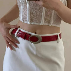 Y2K Vintage Crocodile Leather Belt