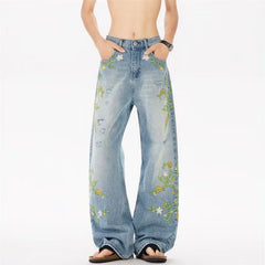 Y2K Vintage Floral Embroidered Design Jeans
