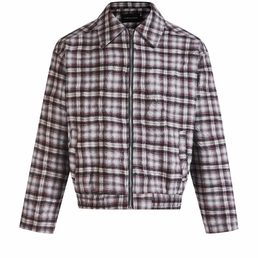 Y2K Vintage Pleated Plaid Short Jacket
