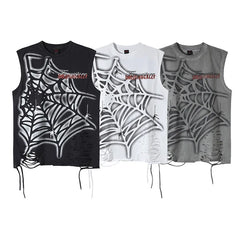 Y2K Vintage Spider Web Distressed Tank Top