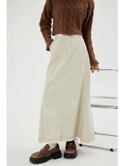 Y2K White Denim A-line Maxi Skirt