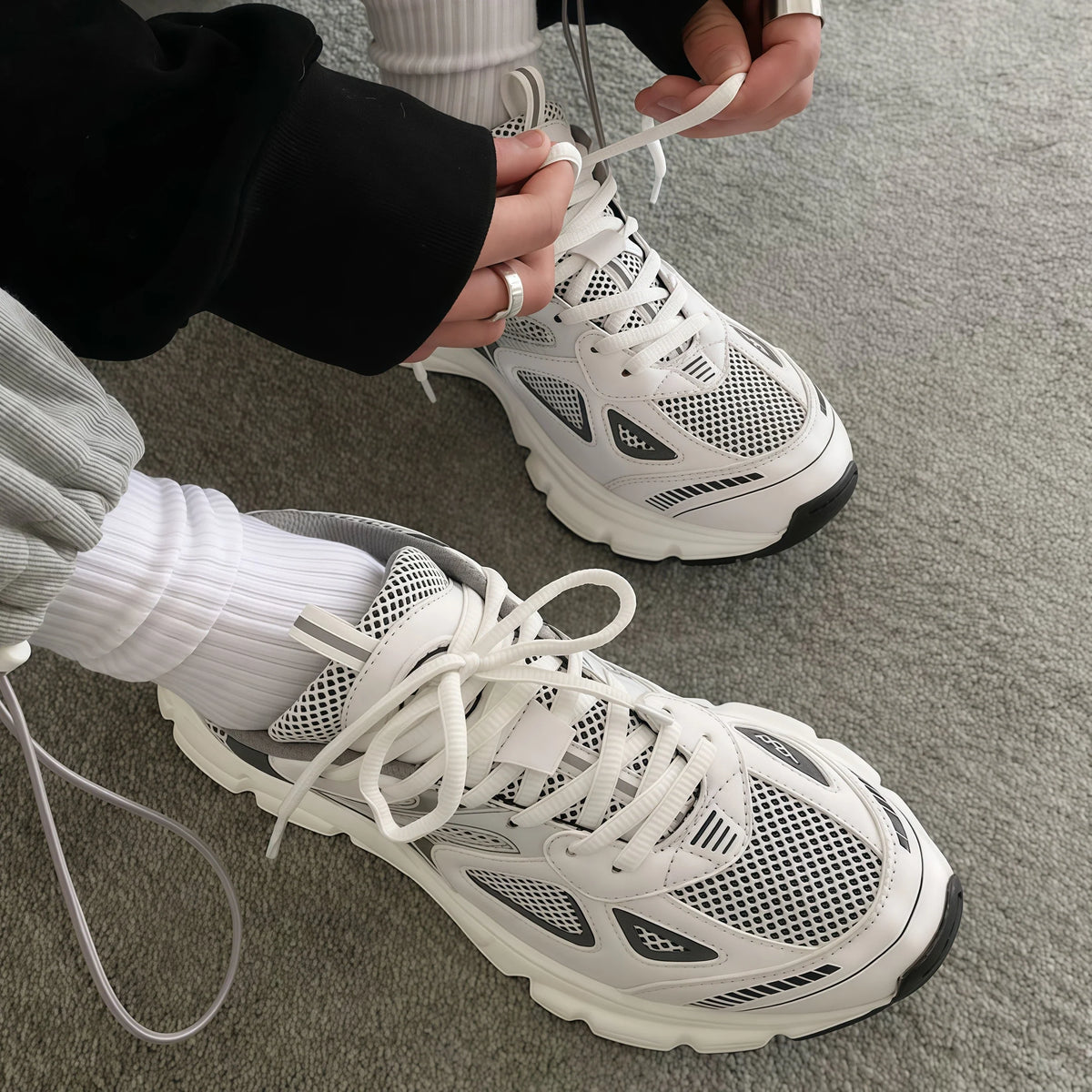 Y2K White Mesh Trainers