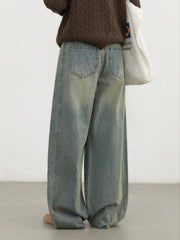 Y2K Womens Baggy Boot Cut Washed Jeans
