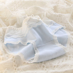 Blue Lace Cotton Sweetheart Undies