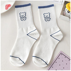 Blue Textured Teddy Bear Socks