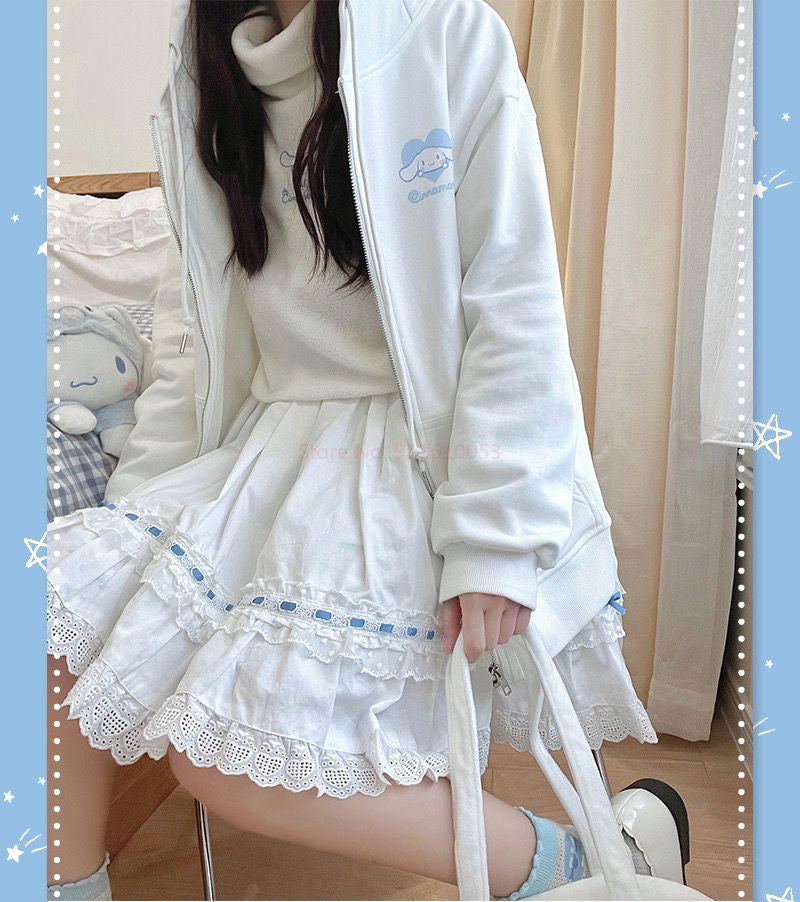 Bunny Ear Oversized Zip Up Hoodie