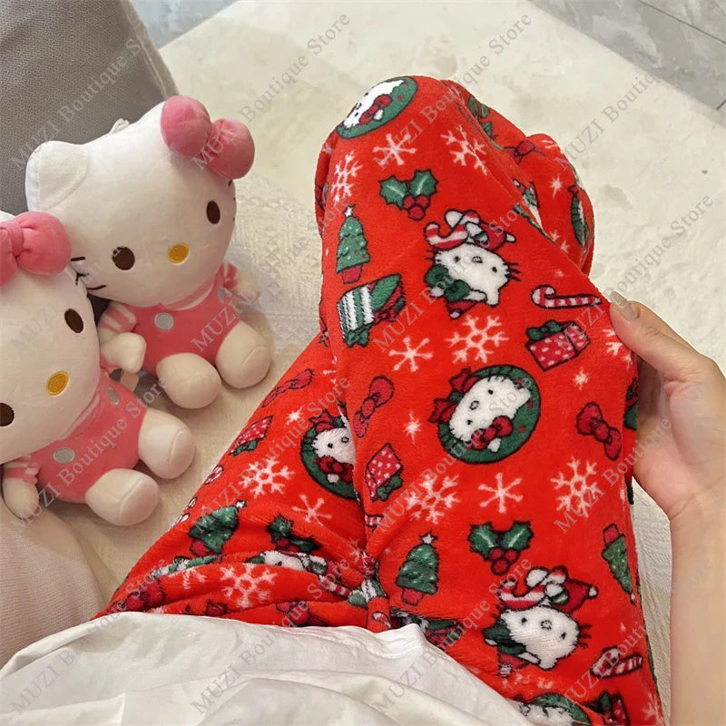 Cozy Holiday Kawaii Kitten Pajama Pants