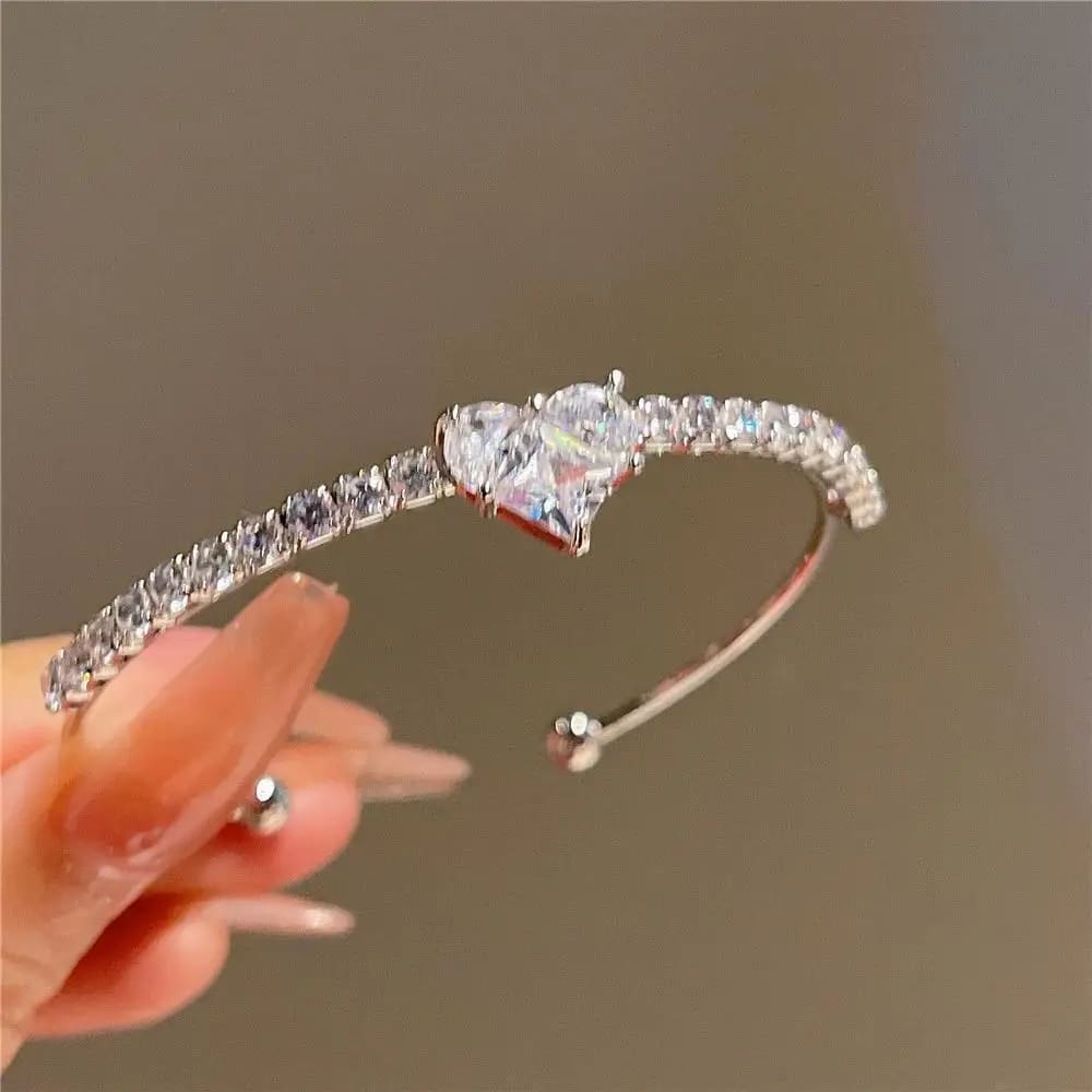 Crystal Heart Lovecore Bangle Bracelet