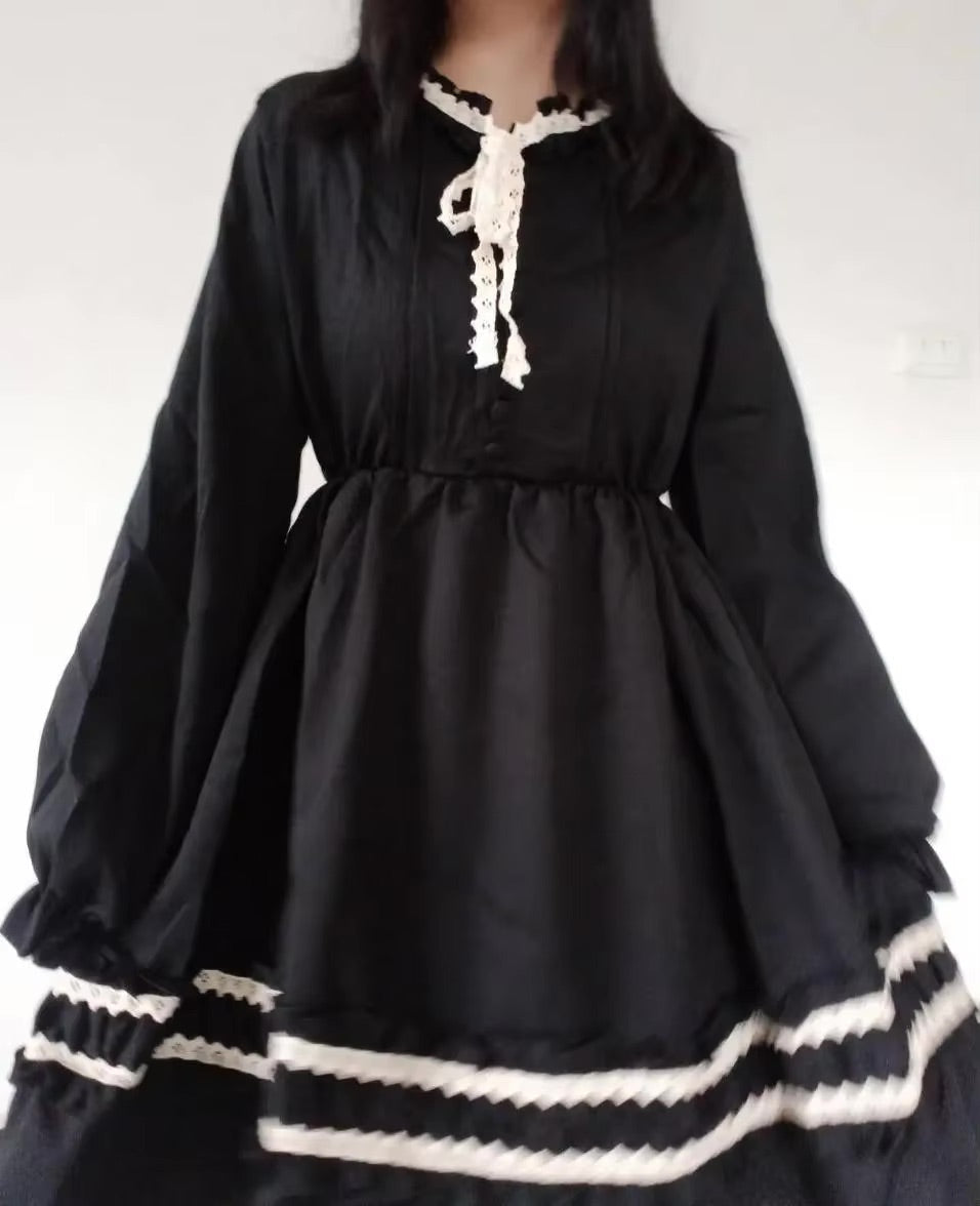Dark Academia Black Dress