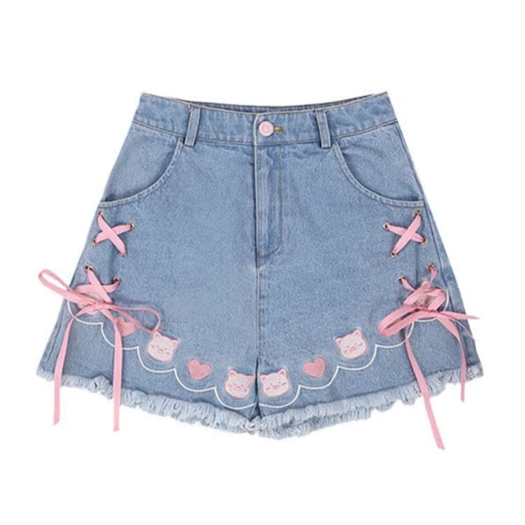 Denim Neko High Waisted Shorts
