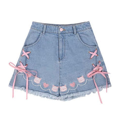 Denim Neko High Waisted Shorts