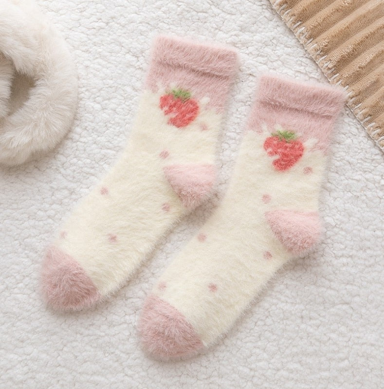 Fuzzy Berry Socks