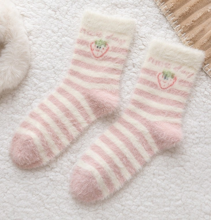 Fuzzy Berry Socks