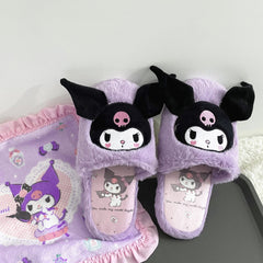 Fuzzy Bunny Embroidered Slippers