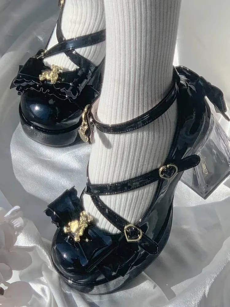Golden Teddy High Heel Mary Janes