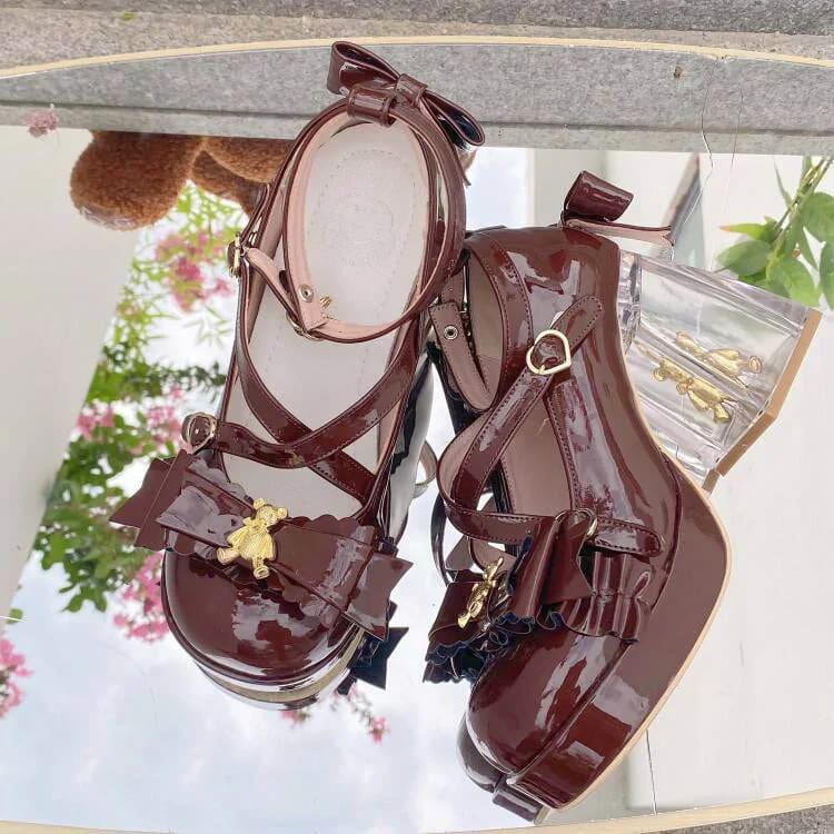 Golden Teddy High Heel Mary Janes