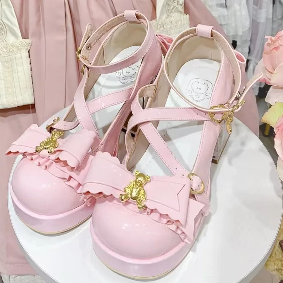 Golden Teddy High Heel Mary Janes