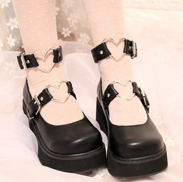 Heart Buckle Wedge Shoes