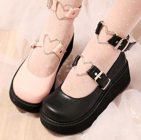 Heart Buckle Wedge Shoes