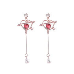 Heart Pendant Drop Earrings