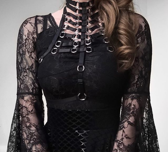 'Jenna' Black Gothic Multi Layered Harness